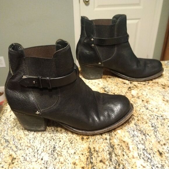 Rag & Bone New York DURHAM Black Leather Ankle Boots Chelsea Sz 39 EU 8.5 US - Picture 1 of 12